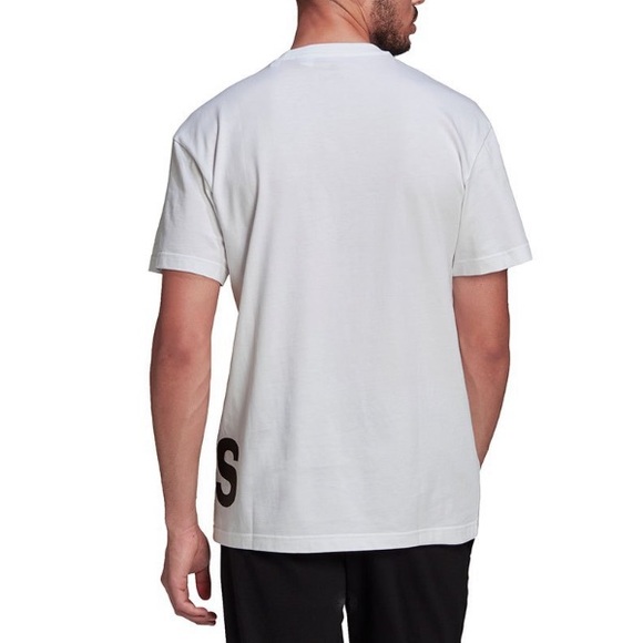 Men's adidas Essentials Giant Logo Tee White with Black logo *RUNS 1 SIZE LARGE* - Picture 2 of 14